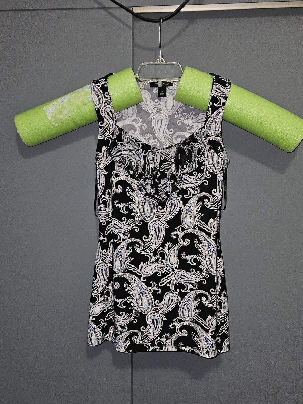 White House Black Market Black and White Paisley Tank